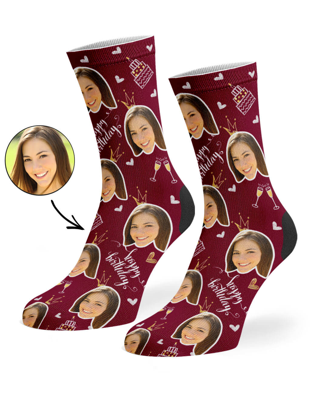 Happy Birthday Champagne Face Socks