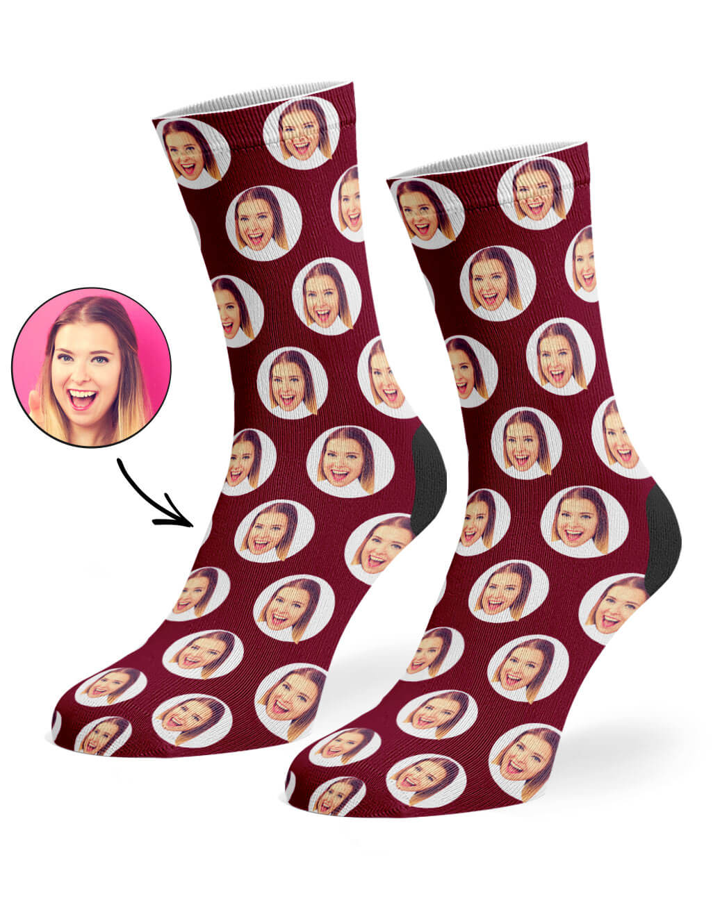 Burgundy Polka Circle Socks