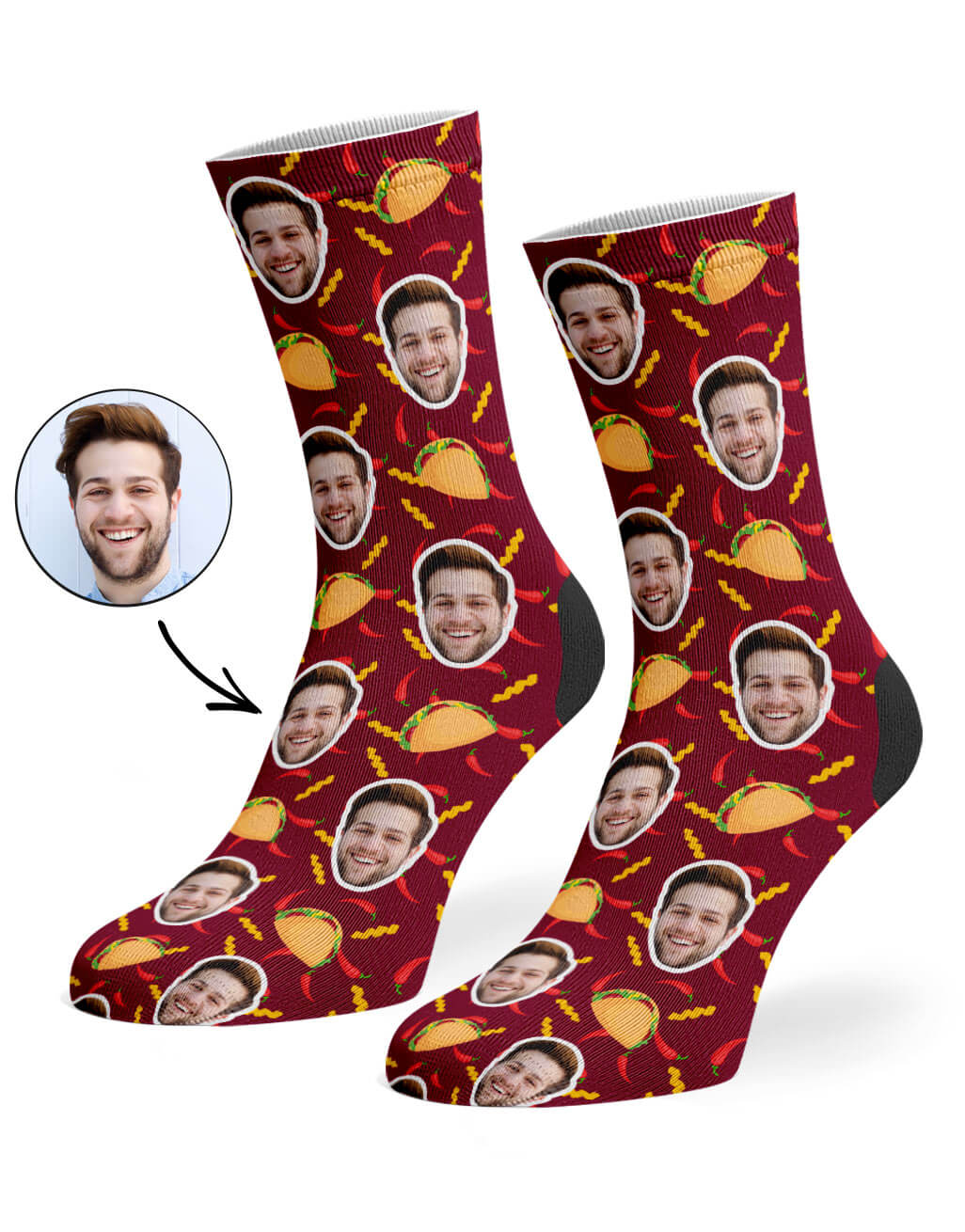 Taco Face Socks With Face On