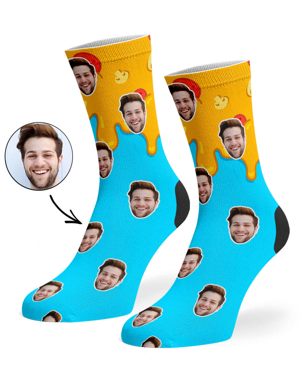 Cheesy Feet Face Socks | Personalised Pizza Socks – Super Socks
