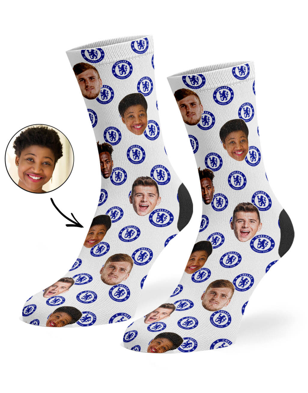 Chelsea Player Crest Face Socks