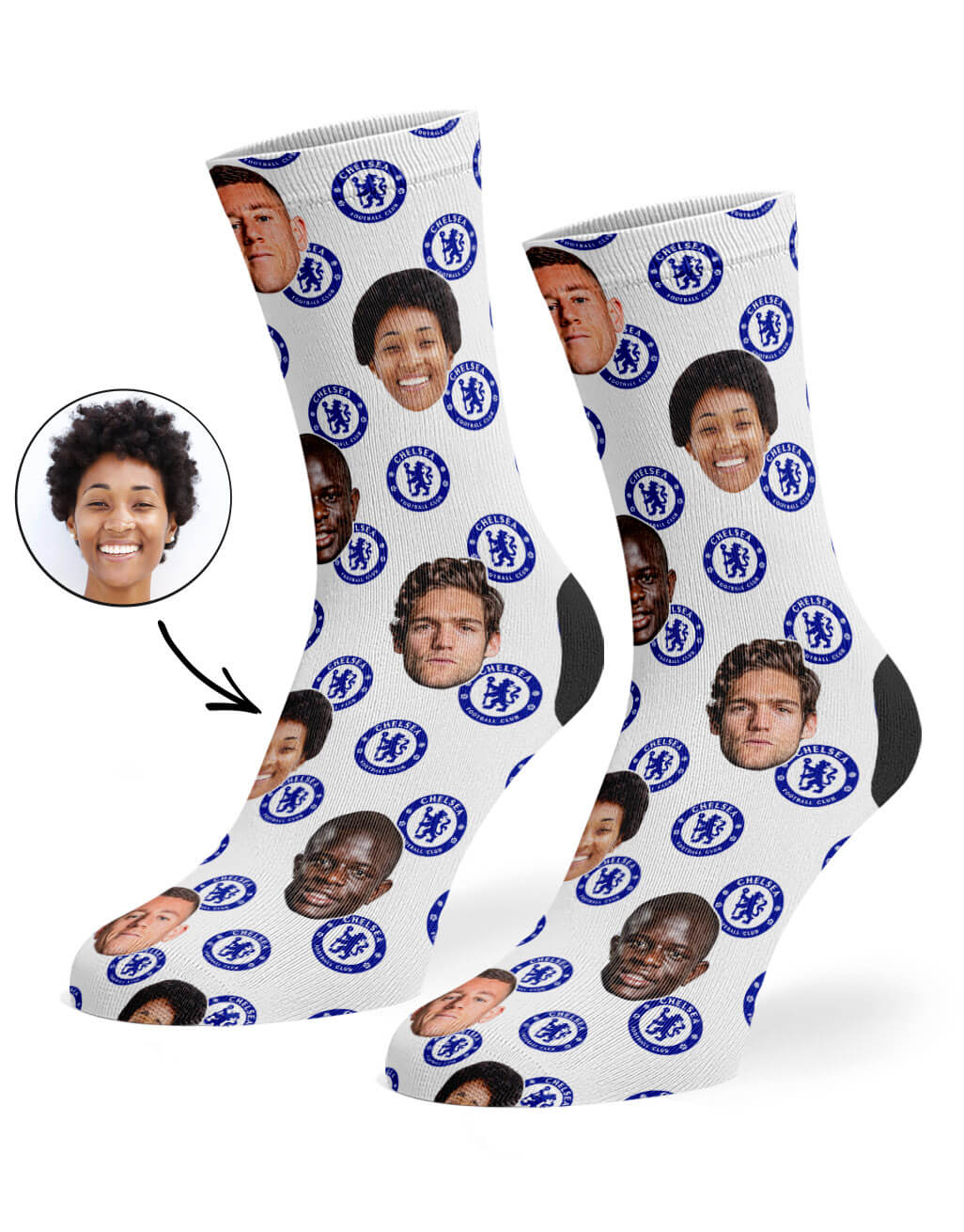 Your Photo On Chelsea Player Crest Socks