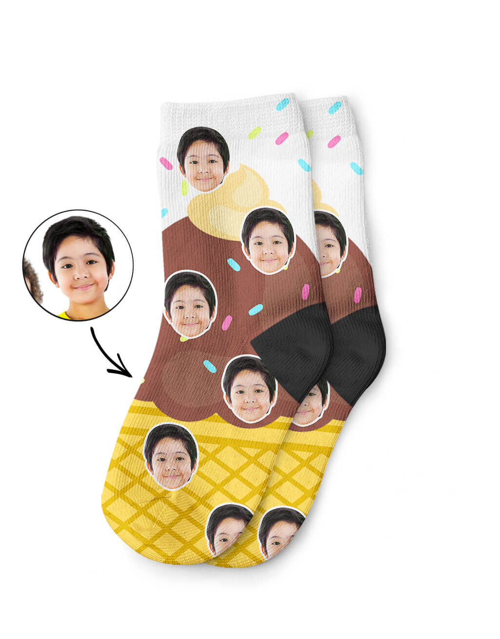 Ice Cream Kids Face Socks