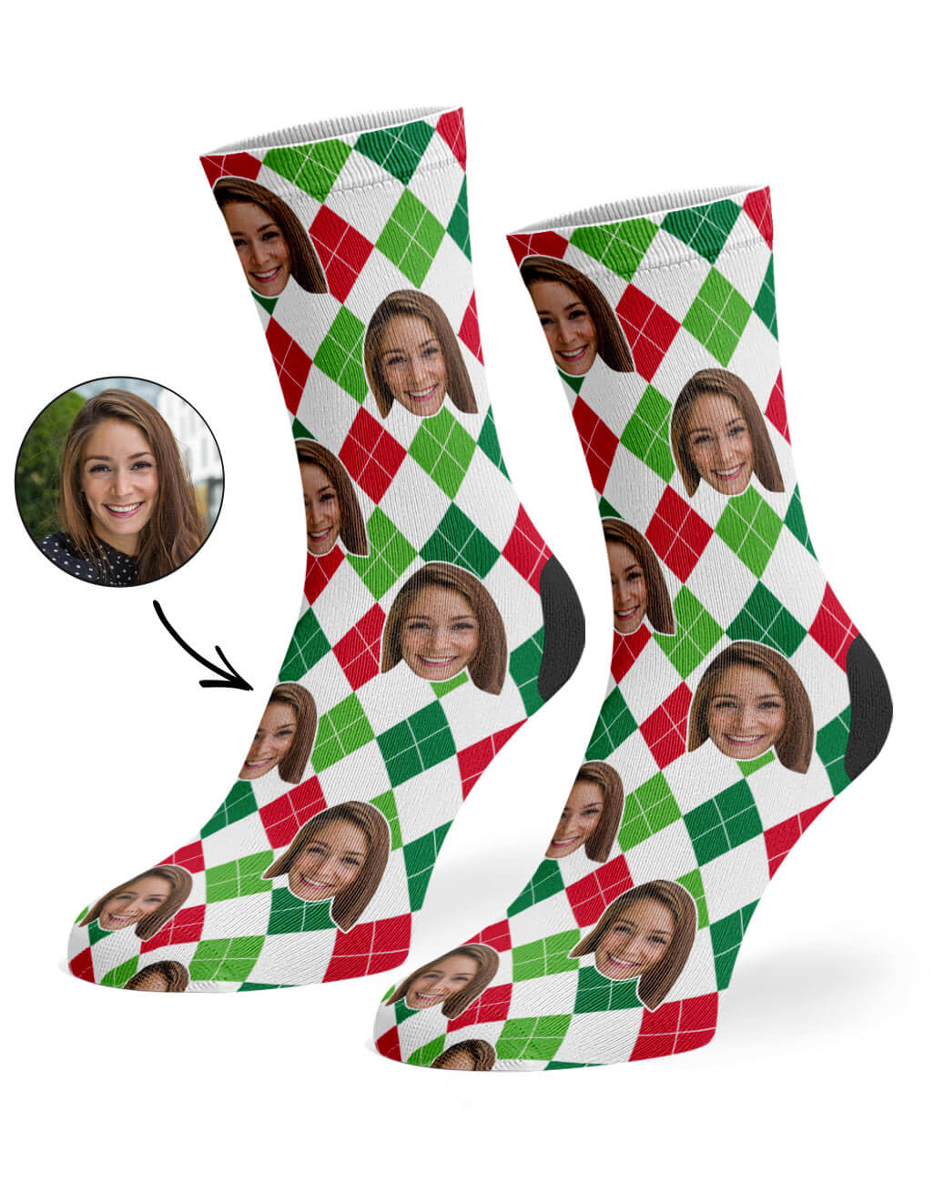 Christmas Diamond Face Socks