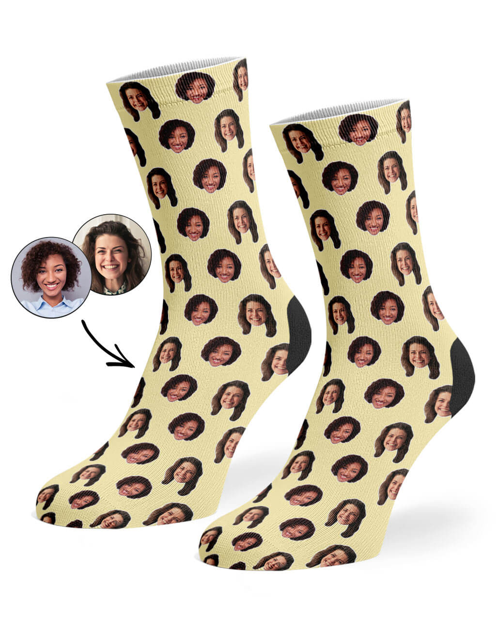 Cream Best Friend Face Pattern Socks