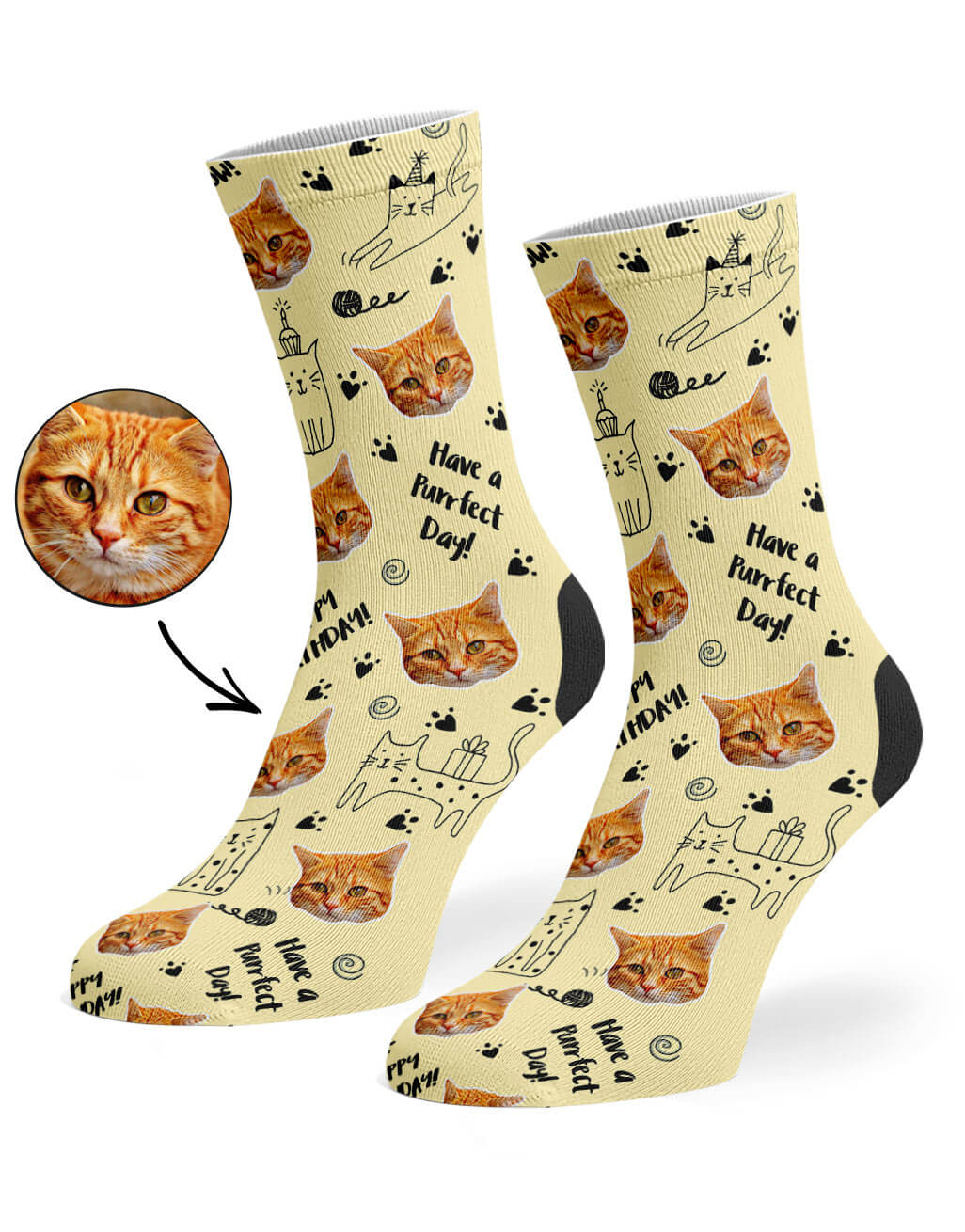 Personalised Birthday Cat Socks