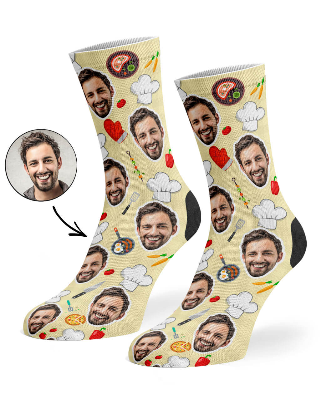 Cream Chef Face Socks