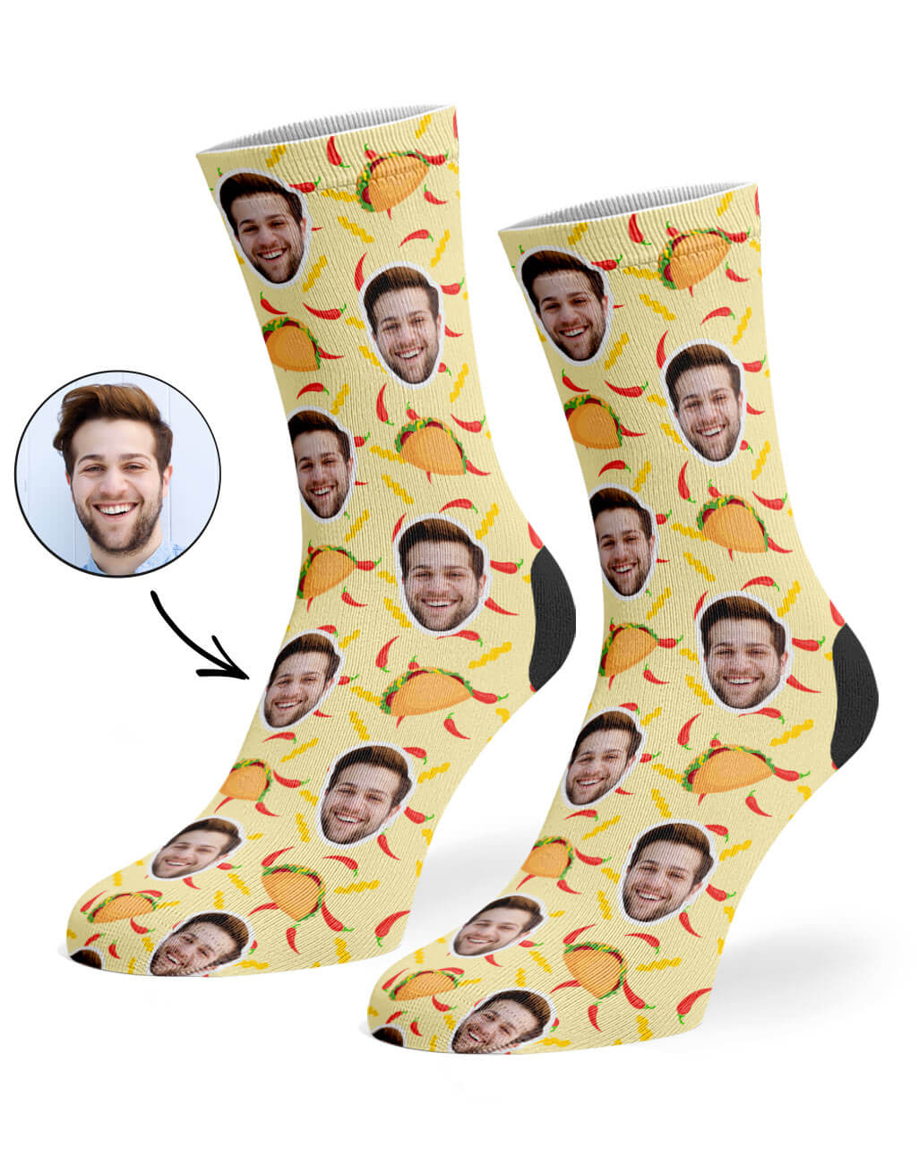 Taco Face Socks With Photo On