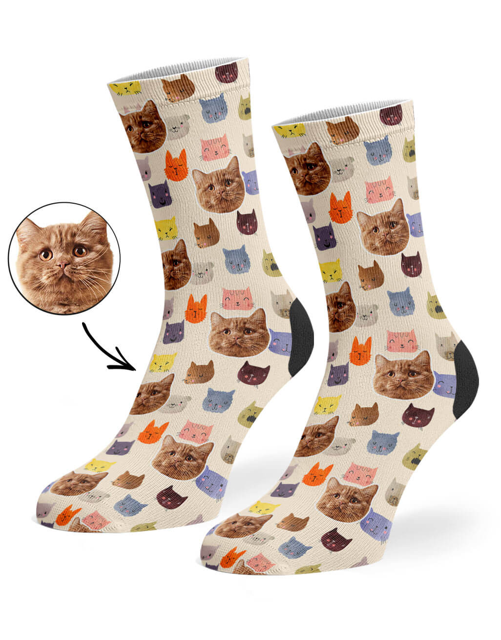 Watercolour Cat Face Socks