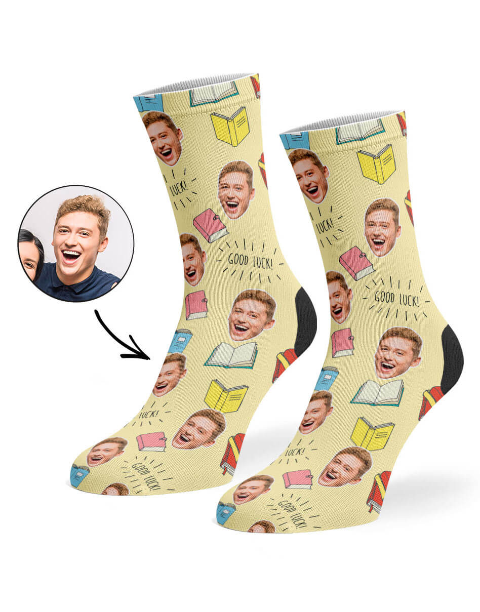 Good Luck Book Face Socks