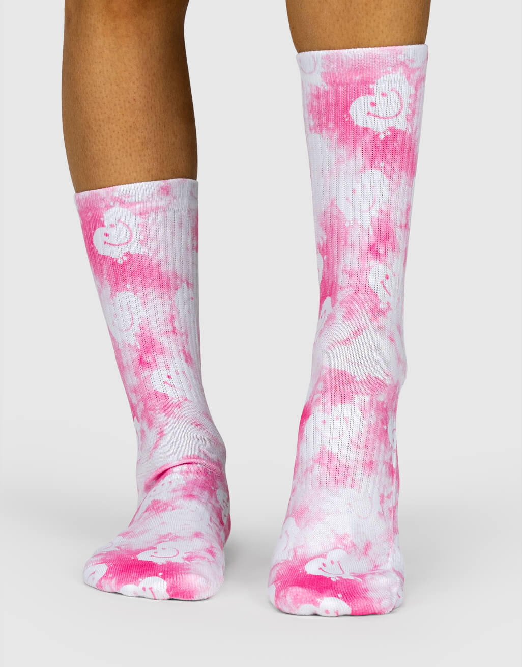 Pink Smiley Tie Dye Socks