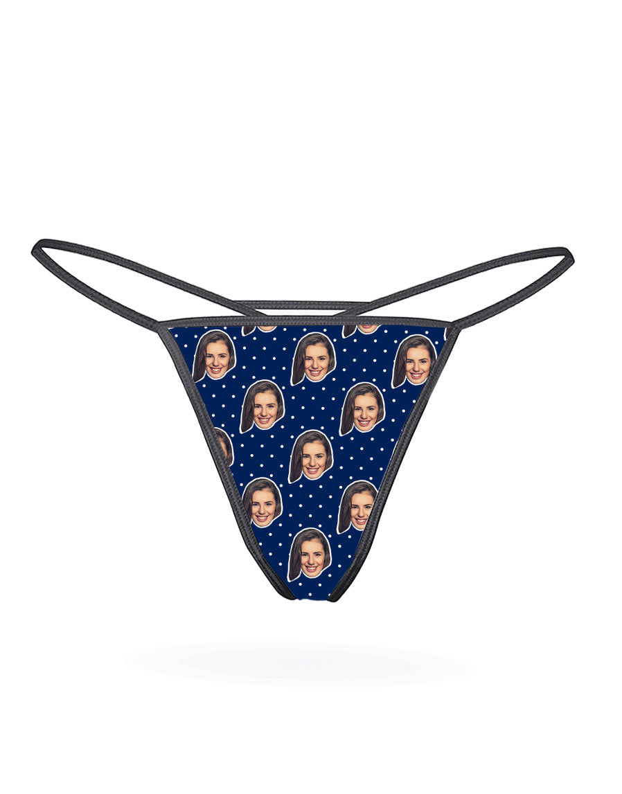 Custom Printed Polka Face Thong