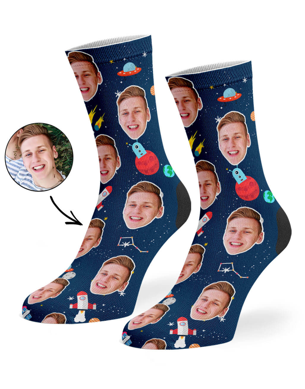 Personalised Face Space Socks