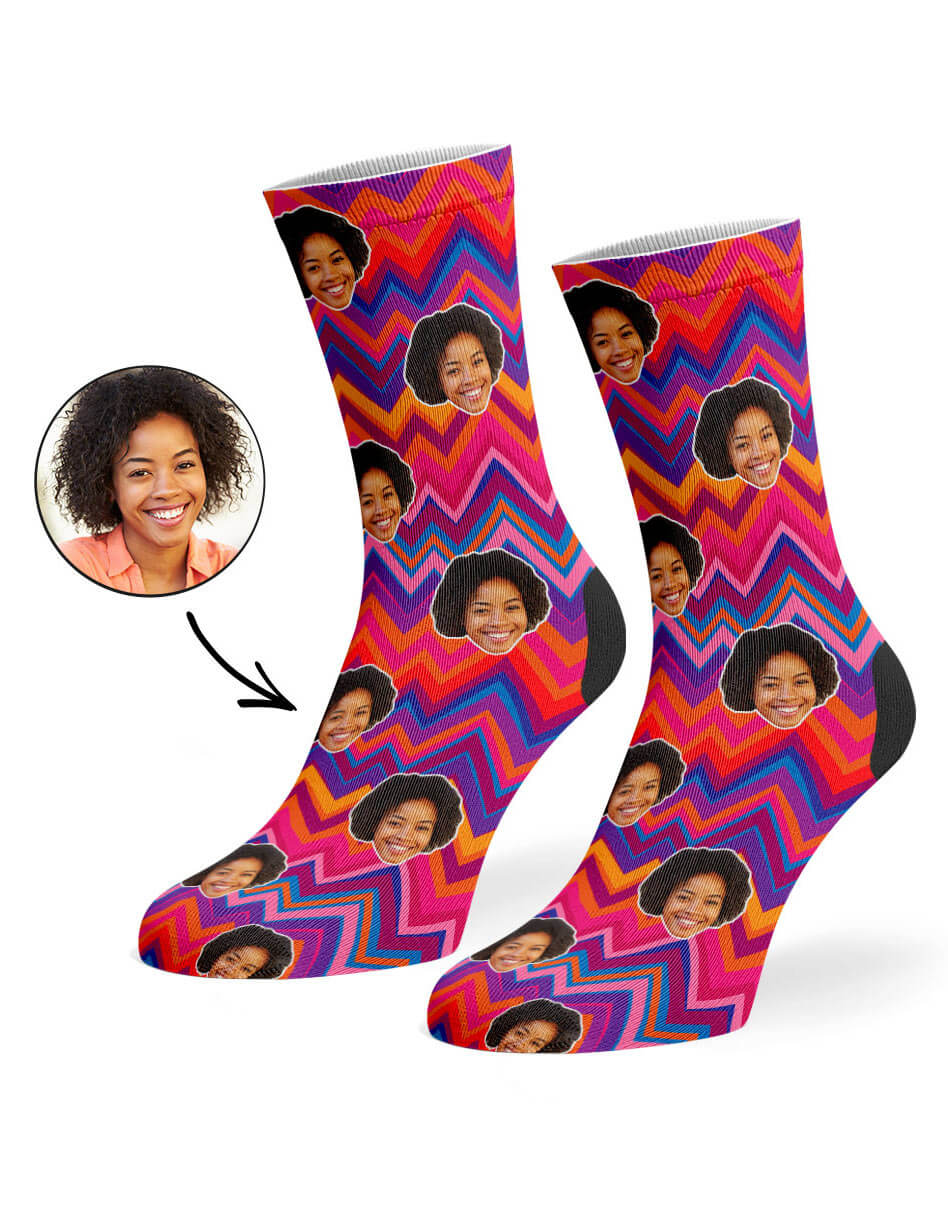 Personalised Colourful Zig Zag Socks