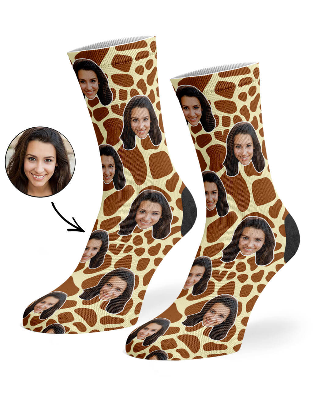 Personalised Giraffe Print Face Socks