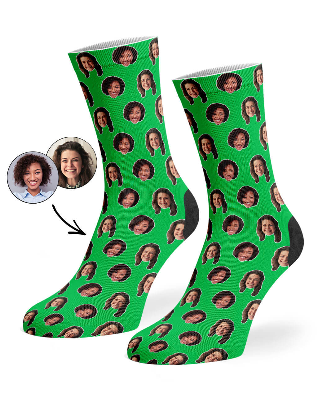 Green Best Friend Face Pattern Socks