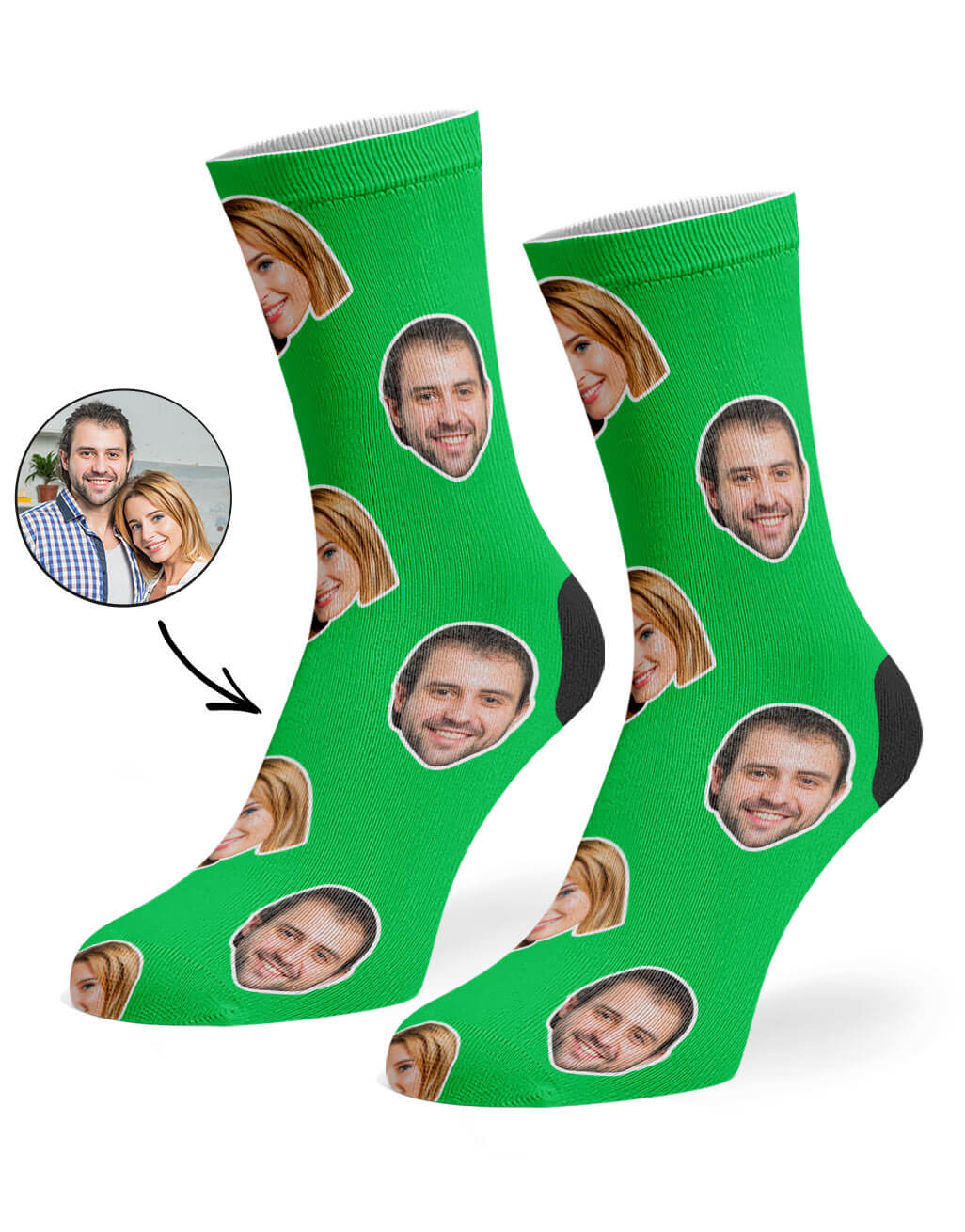 Green Couple Face Socks