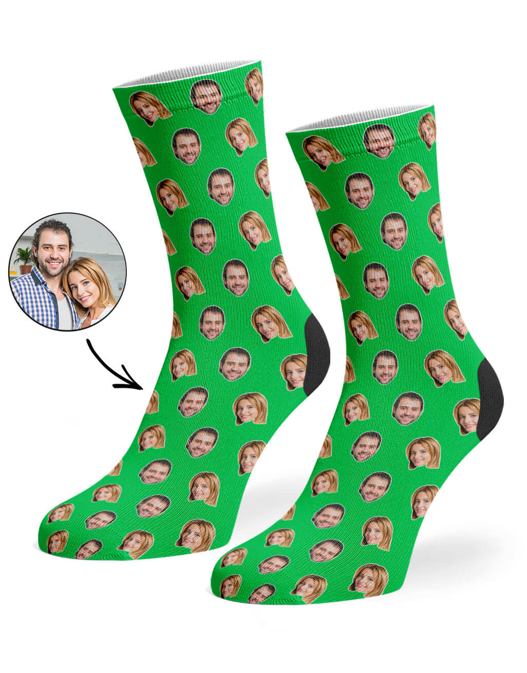 Personalised Couples Face Pattern Photo Socks