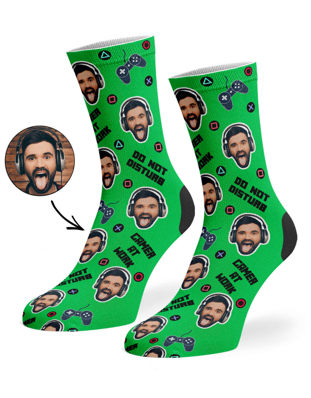 Green Gamer Face Socks