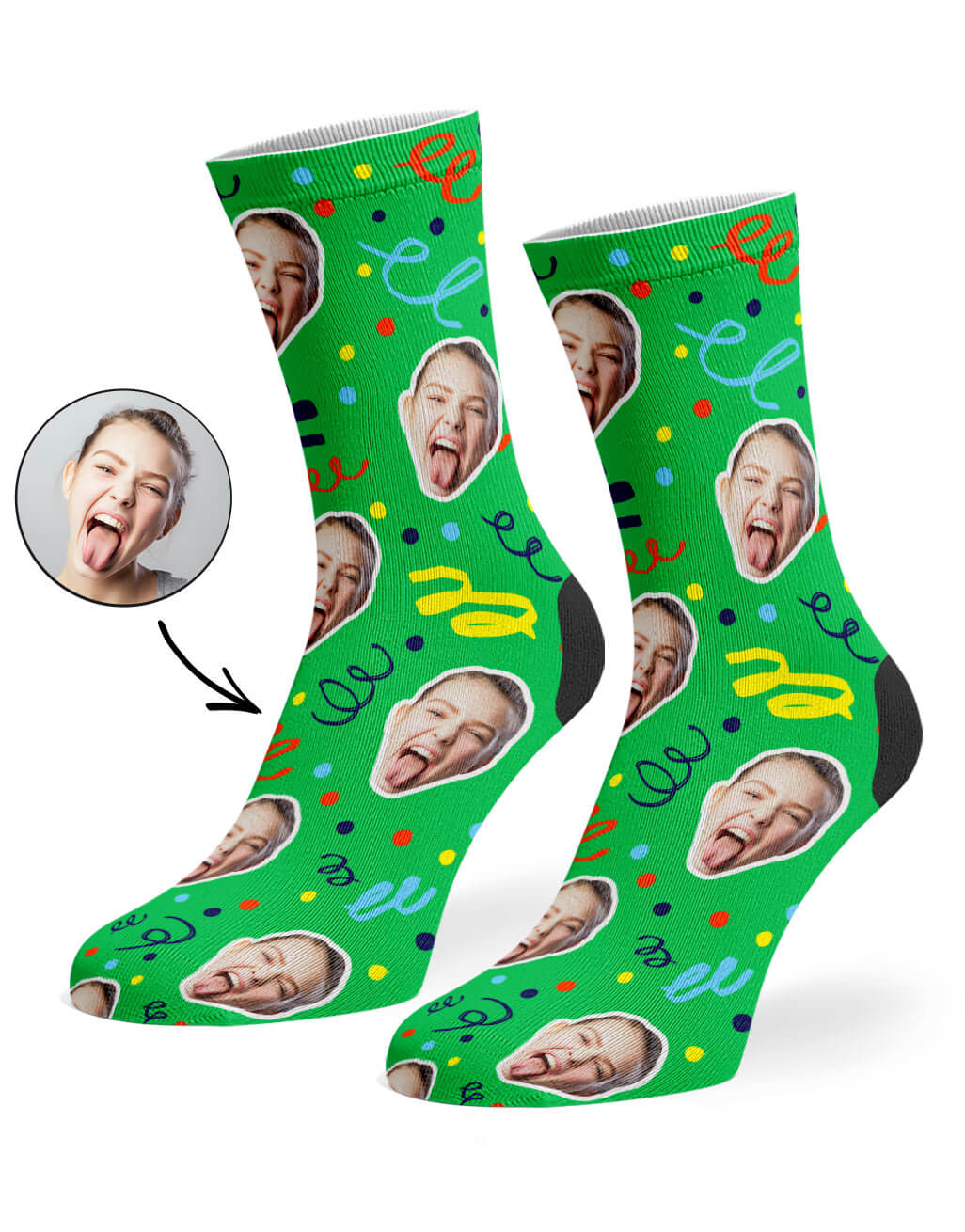 Green Happy Birthday Confetti Socks