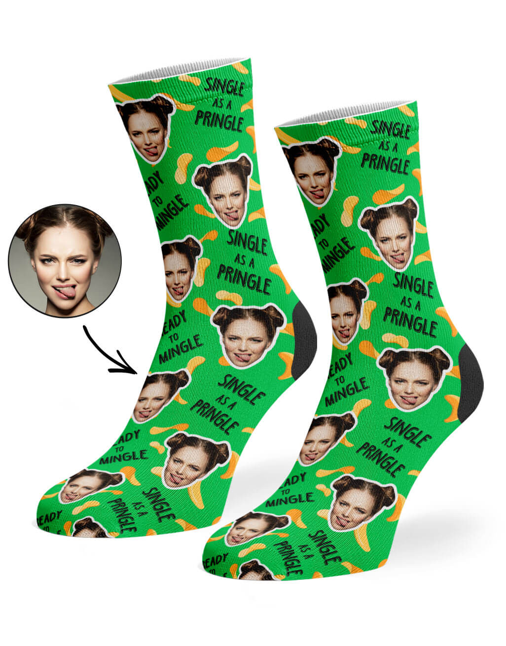 Single As A Pringle Socks With Photo On