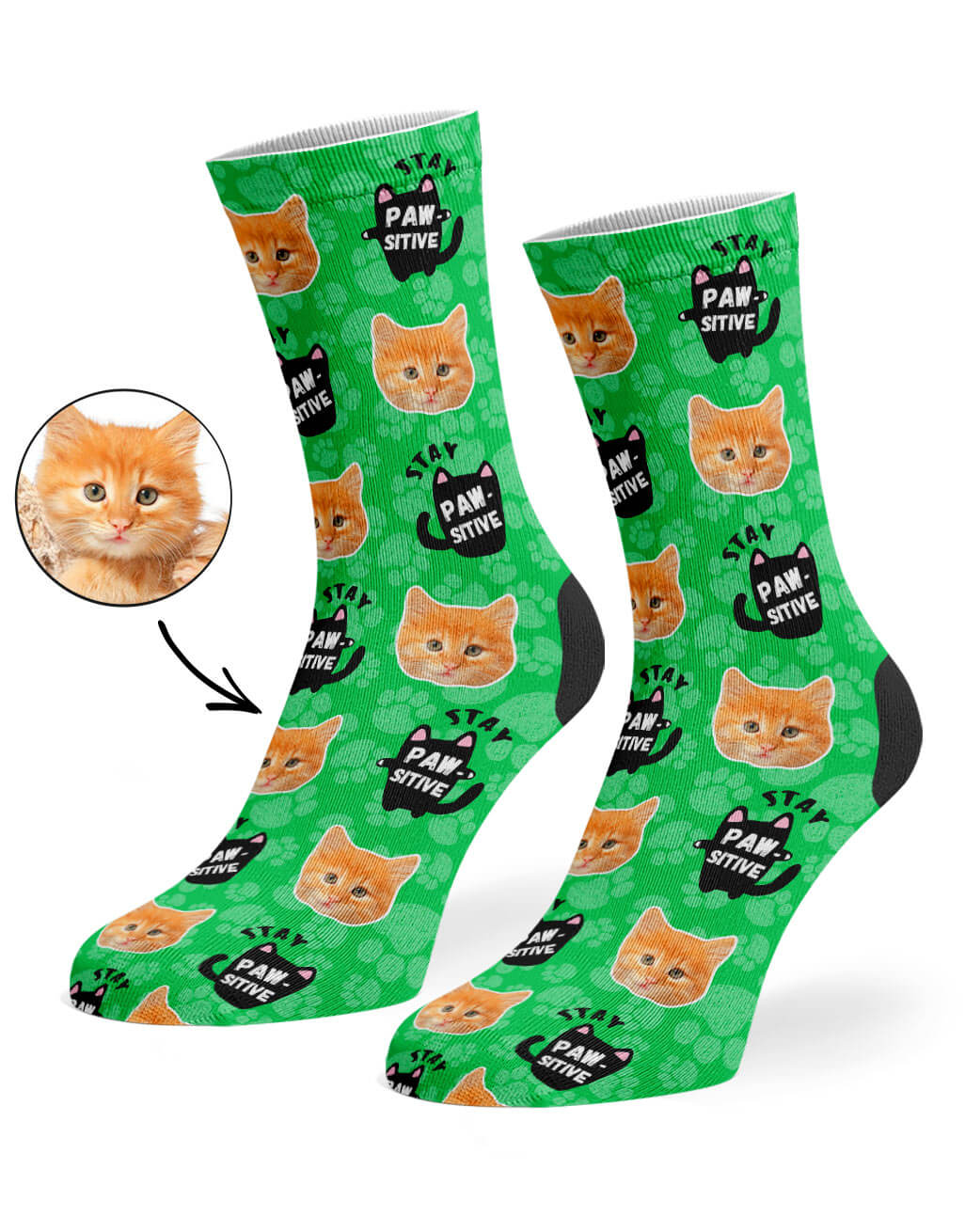 Stay Pawsitive Socks With Cat Face