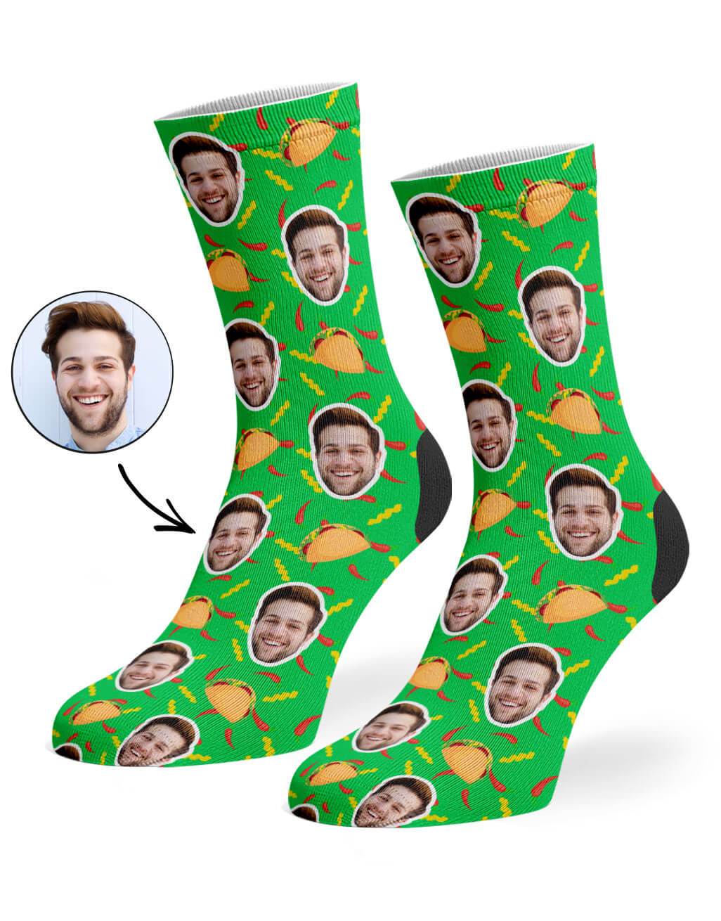 Custom Photo Taco Face Socks