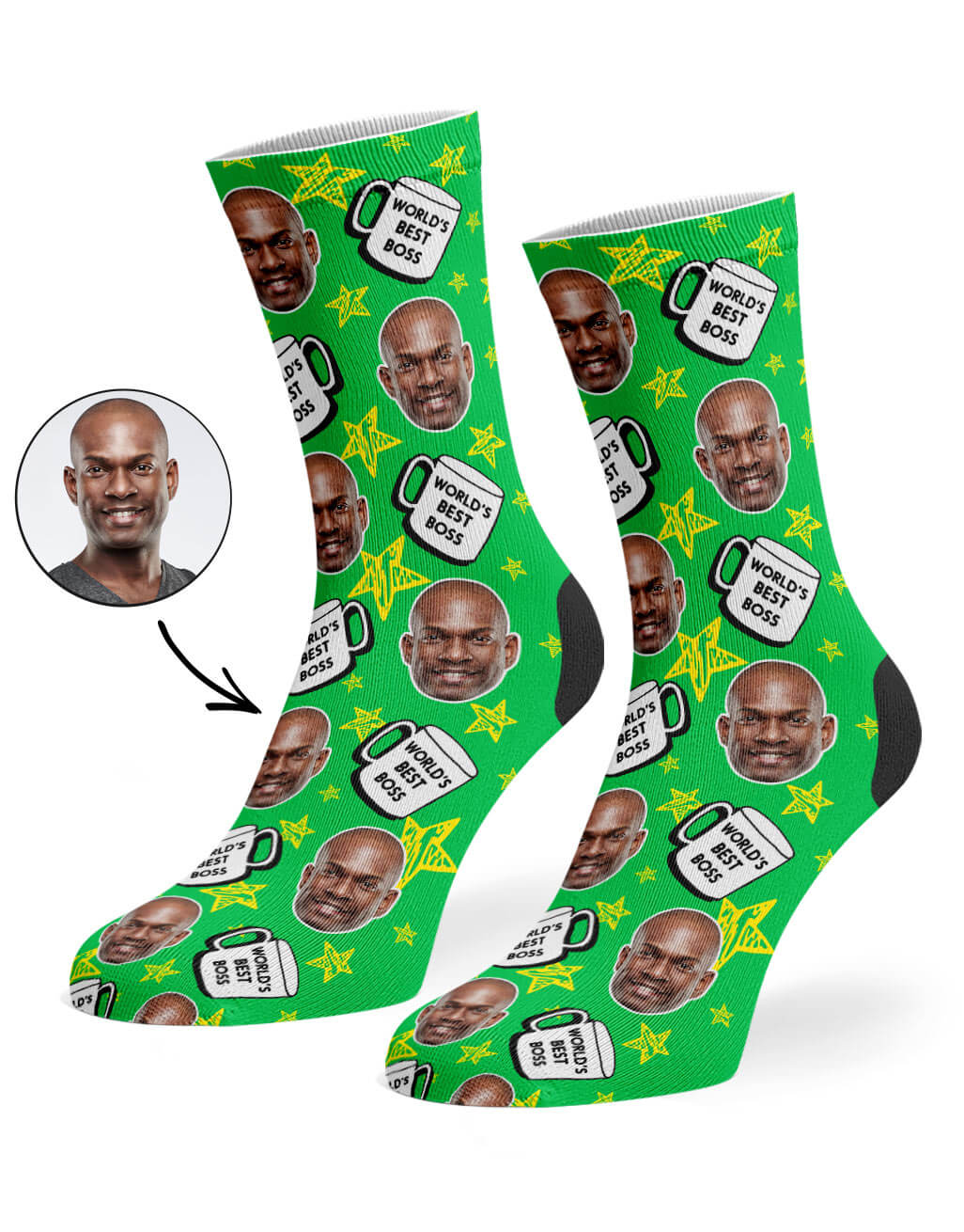 World's Best Boss Socks With Face On