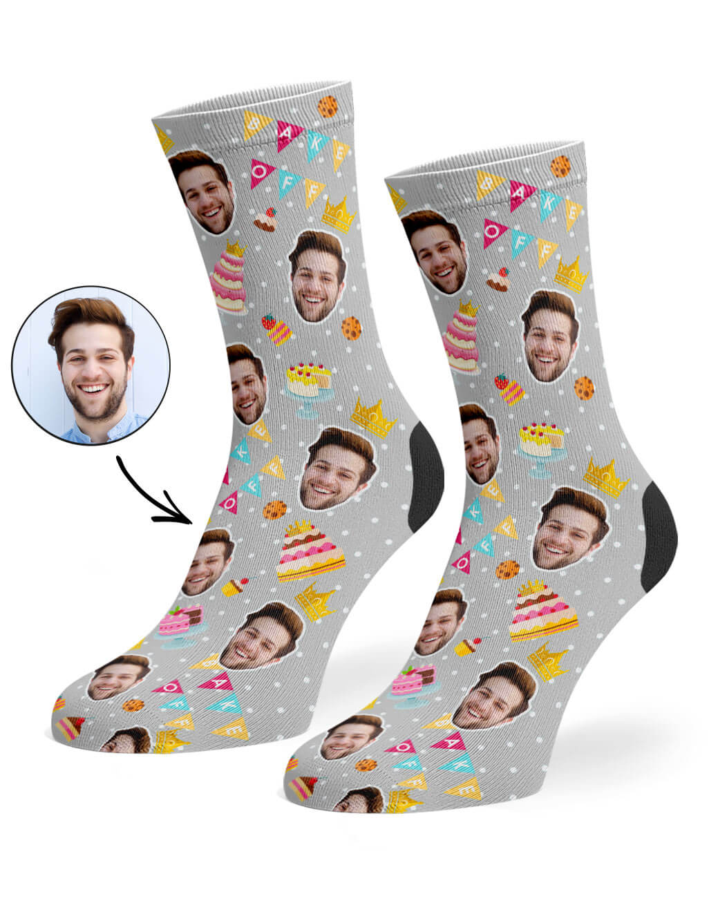 Bake Off King Custom Photo Socks