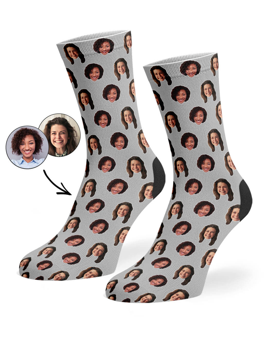 Grey Best Friend Face Pattern Socks