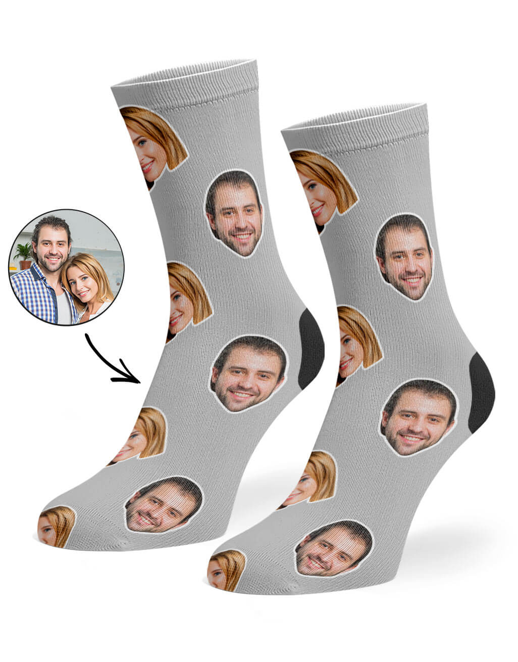 Grey Couple Face Socks