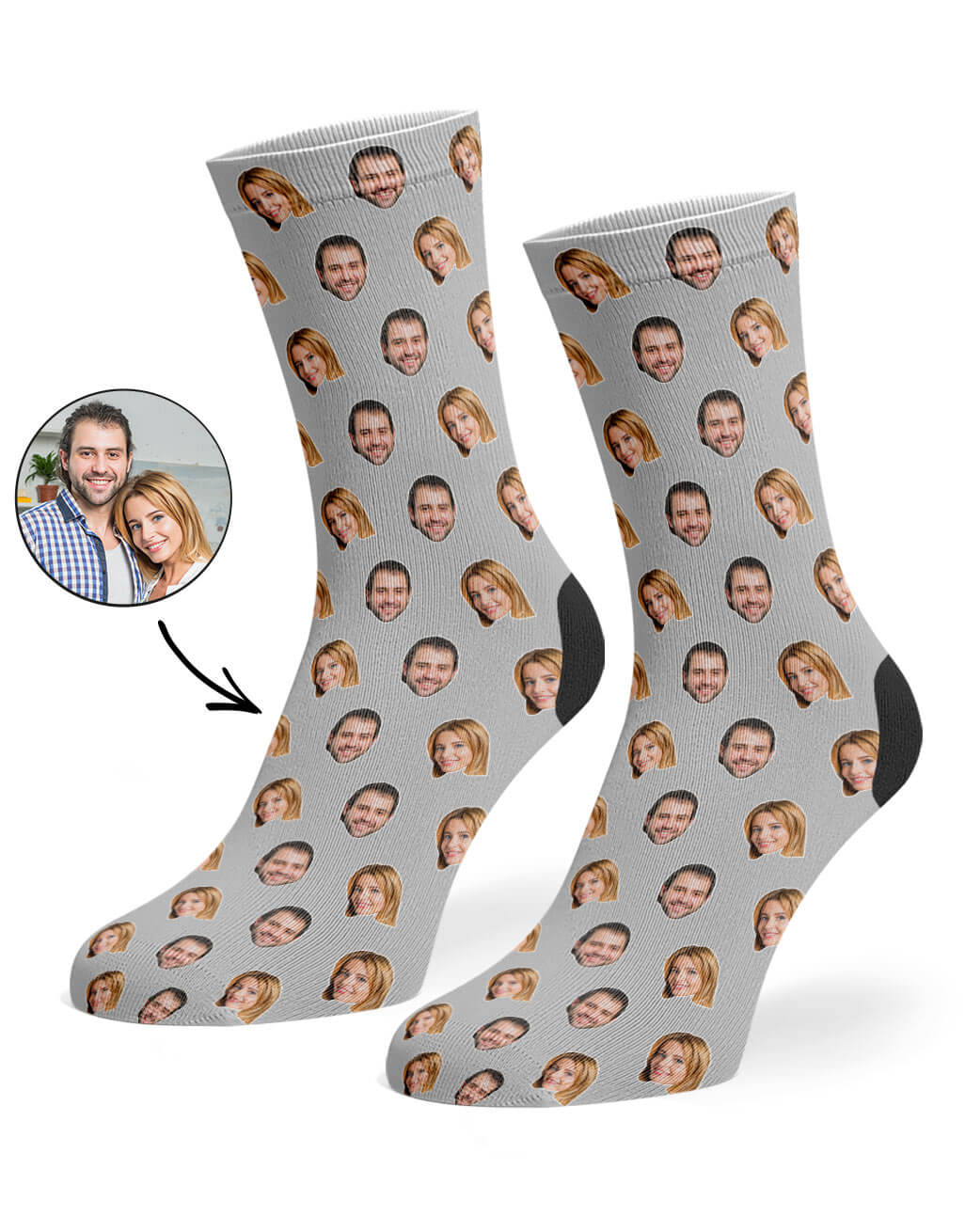 Couples Face Pattern Socks Unique Gift