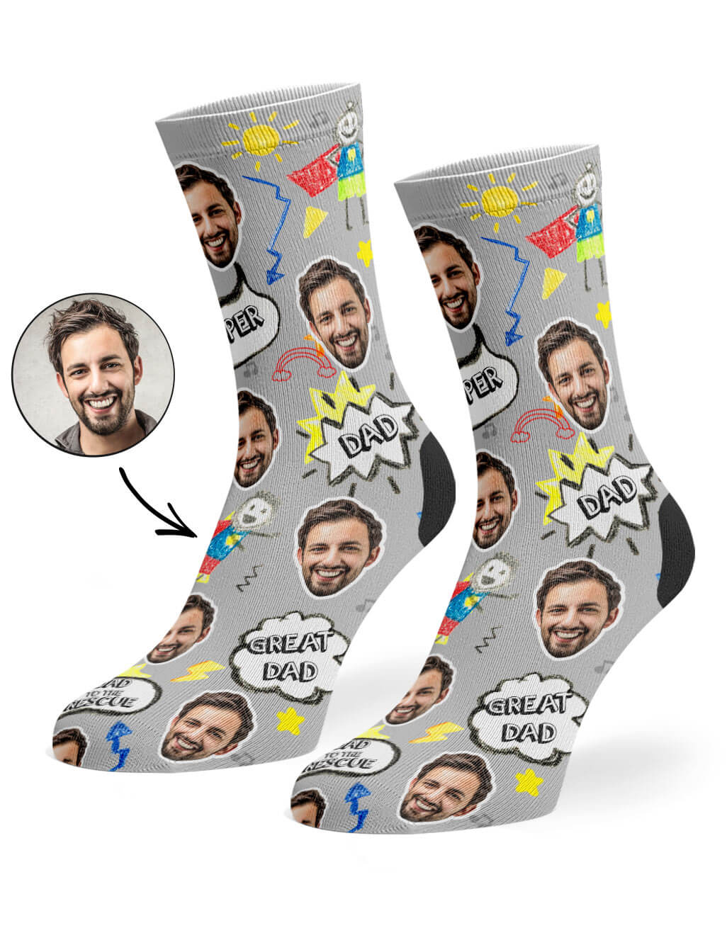 Customisable Great Dad Face Socks