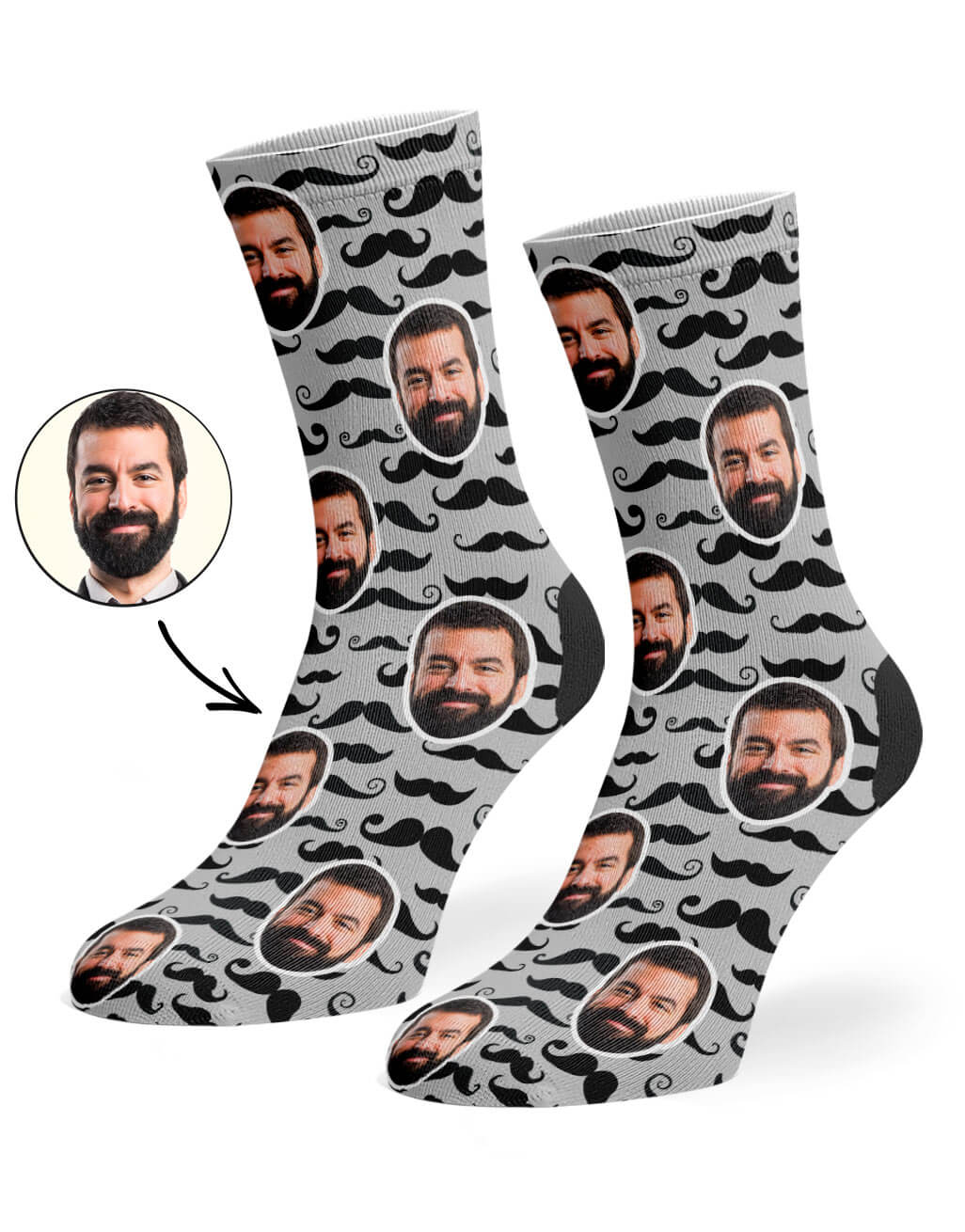 Moustache Pattern Face Socks