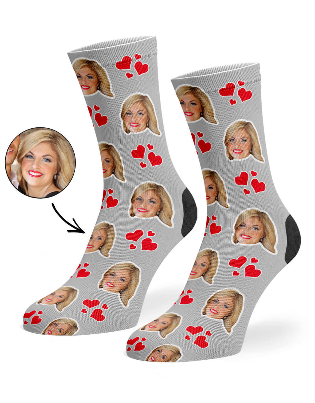 Grey My Valentine Face Socks