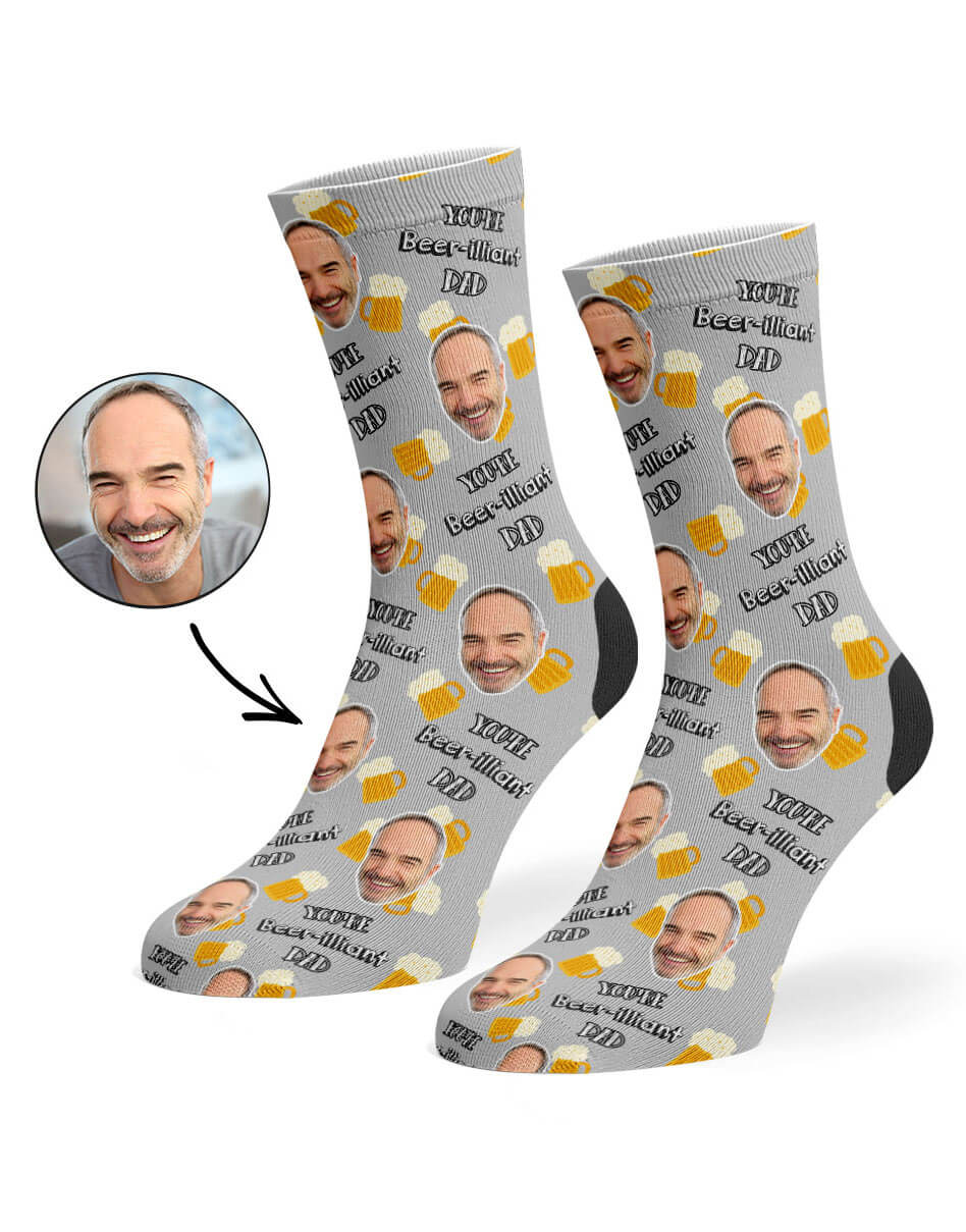 Beer-illiant Dad Socks With Your Own Face