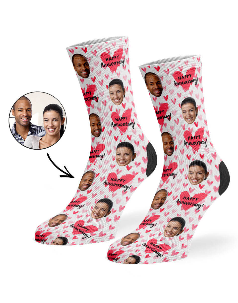 Personalised Happy Anniversary Hearts Socks