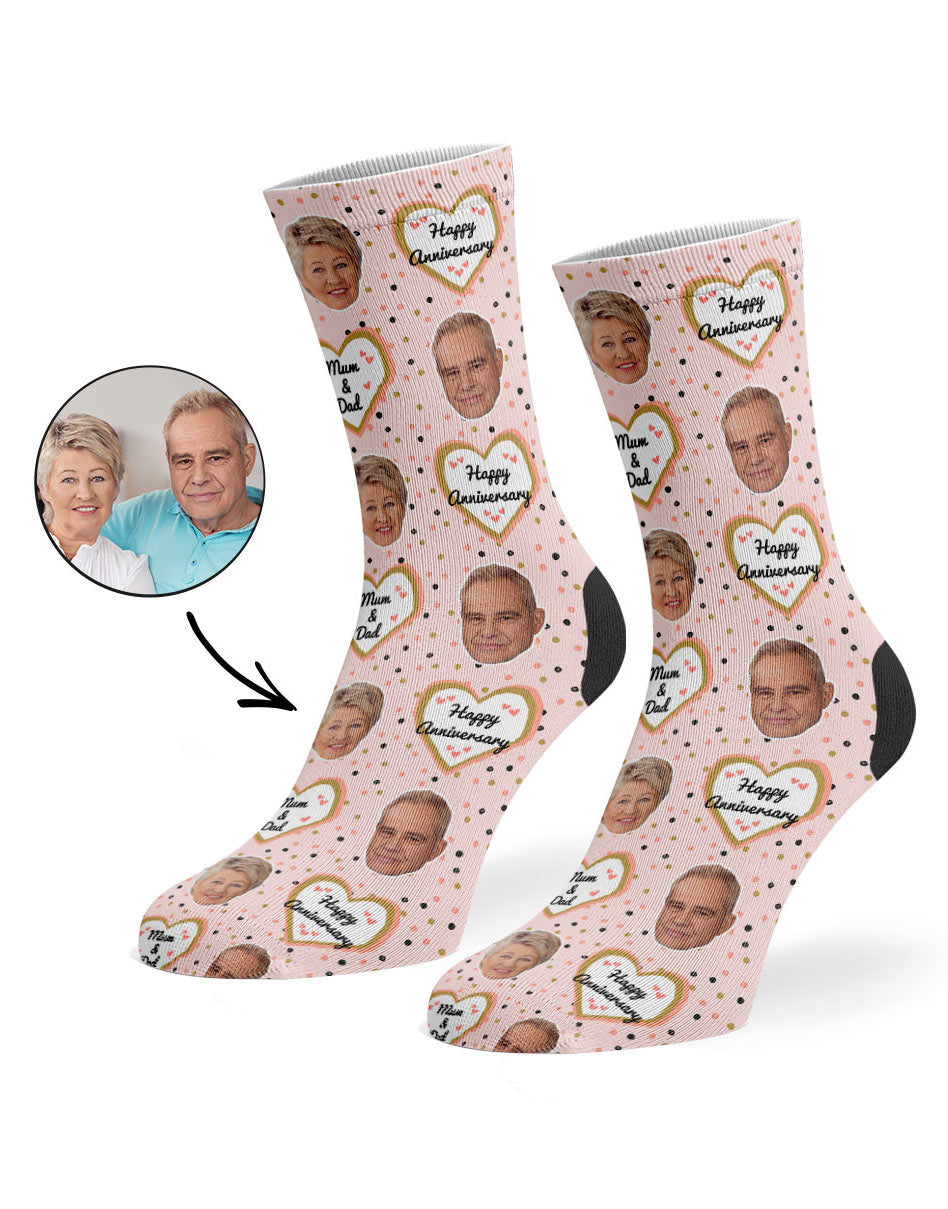 Personalised Happy Anniversary Mum & Dad Socks