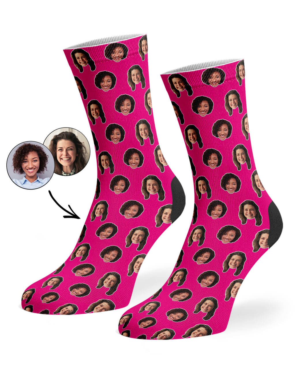 Hot Pink Best Friend Face Pattern Socks