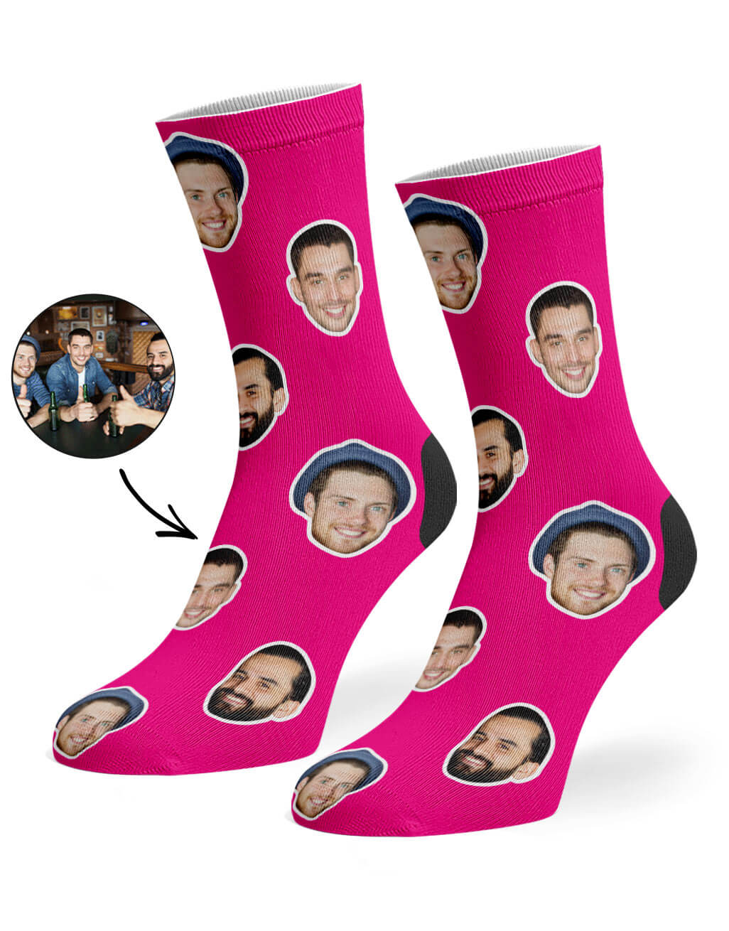 Hot Pink Best Friend Face Socks