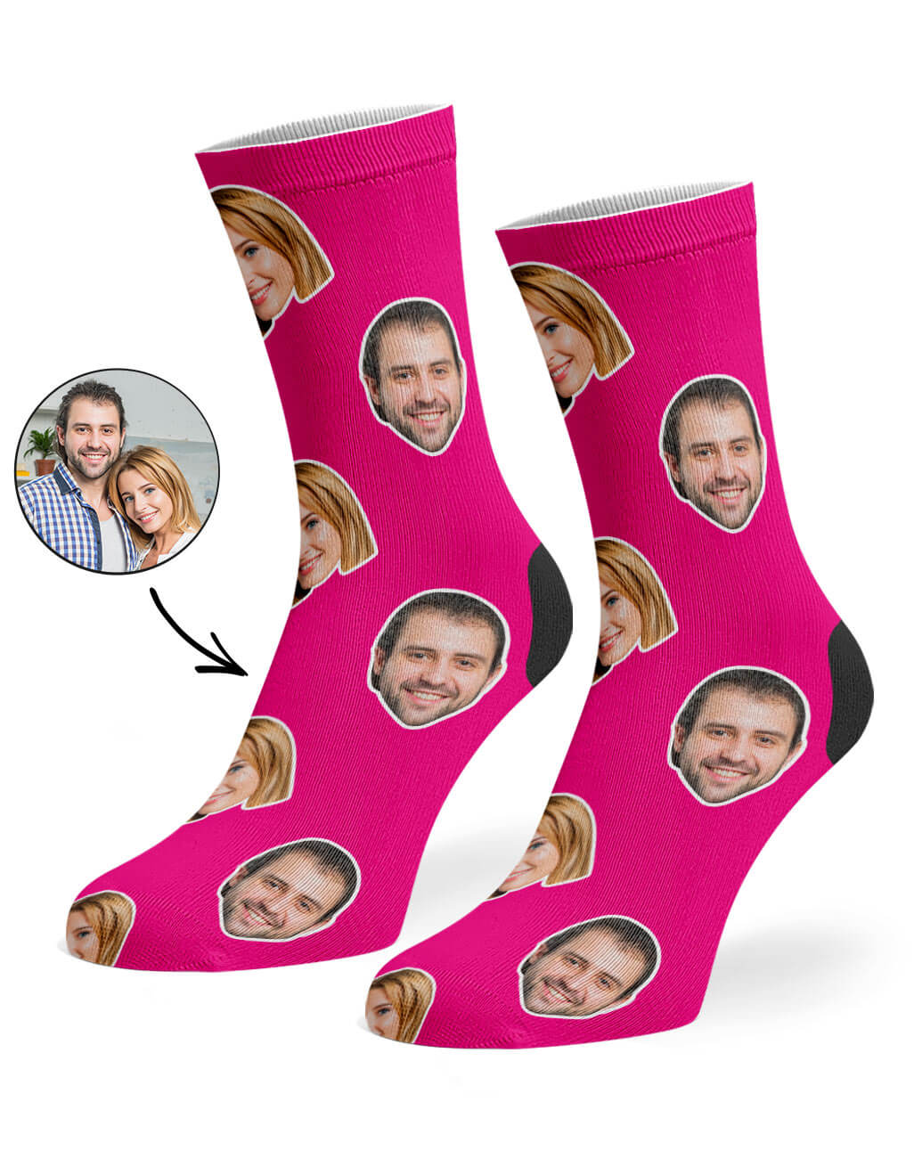 Hot Pink Couple Face Socks