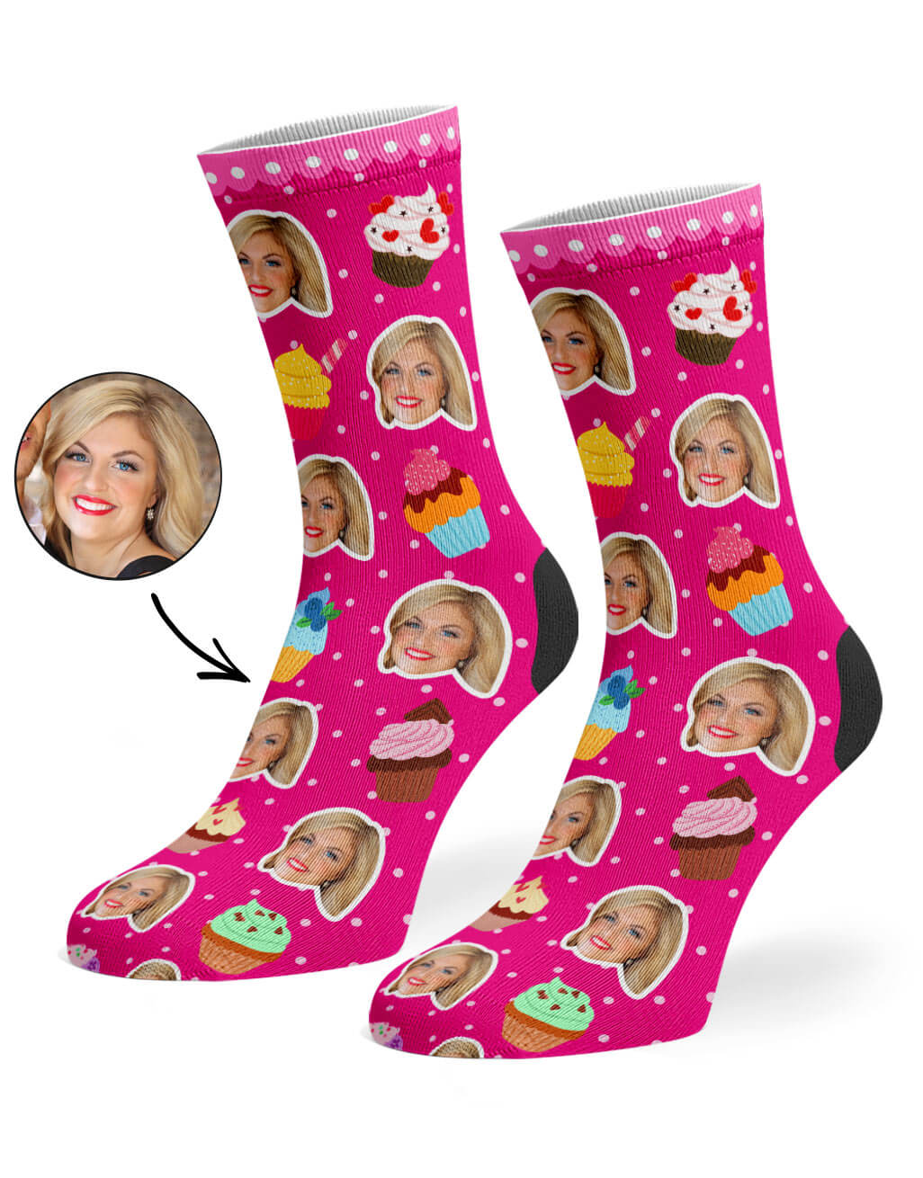 Personalised Cupcake Face Socks Gift