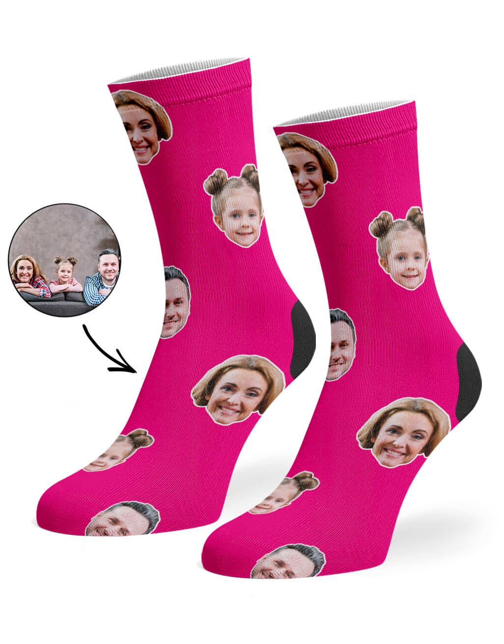 Hot Pink Family Face Socks