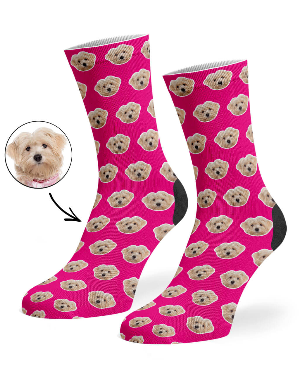 My Dog Pattern Hot Pink Socks