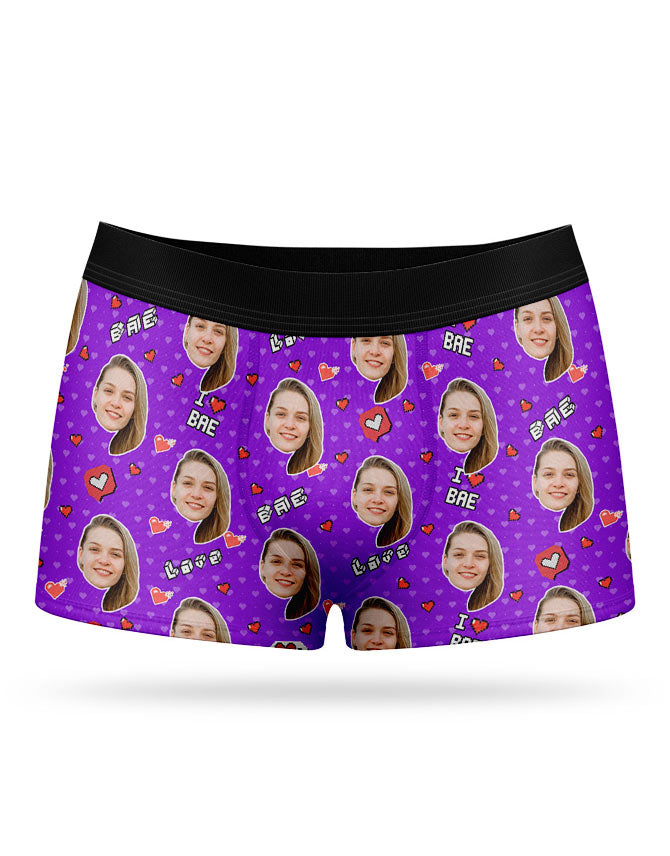 Purple I Love Bae Boxer Shorts