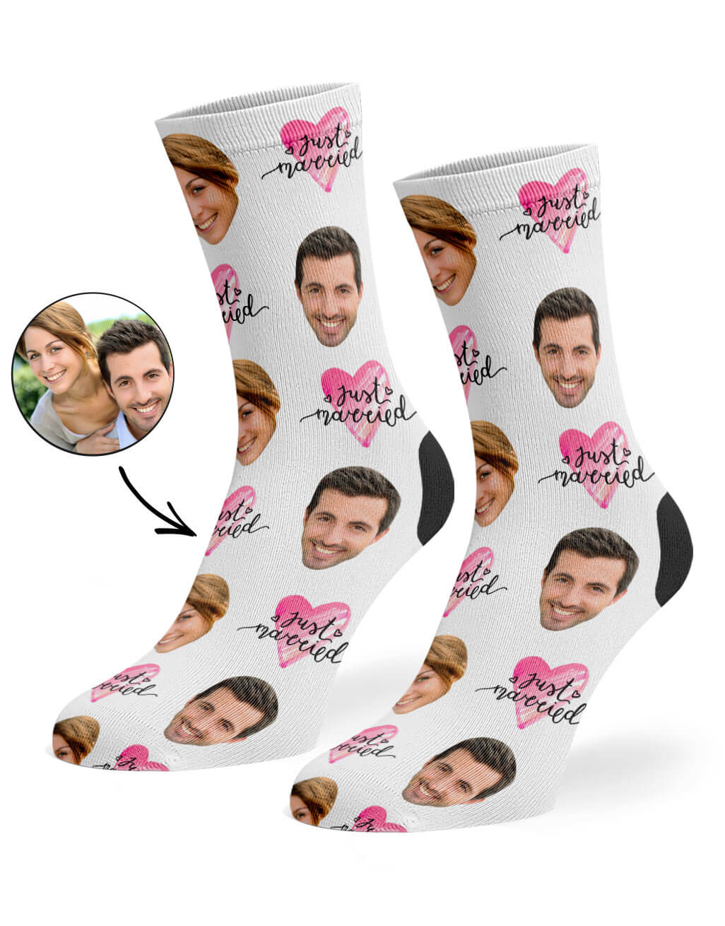 Personalised Just Married Cute Face Socks