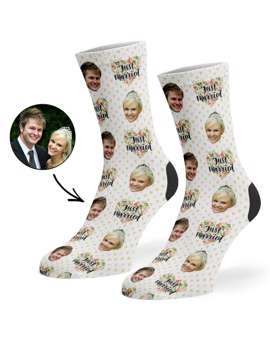 Personalised Just Married Floral Socks