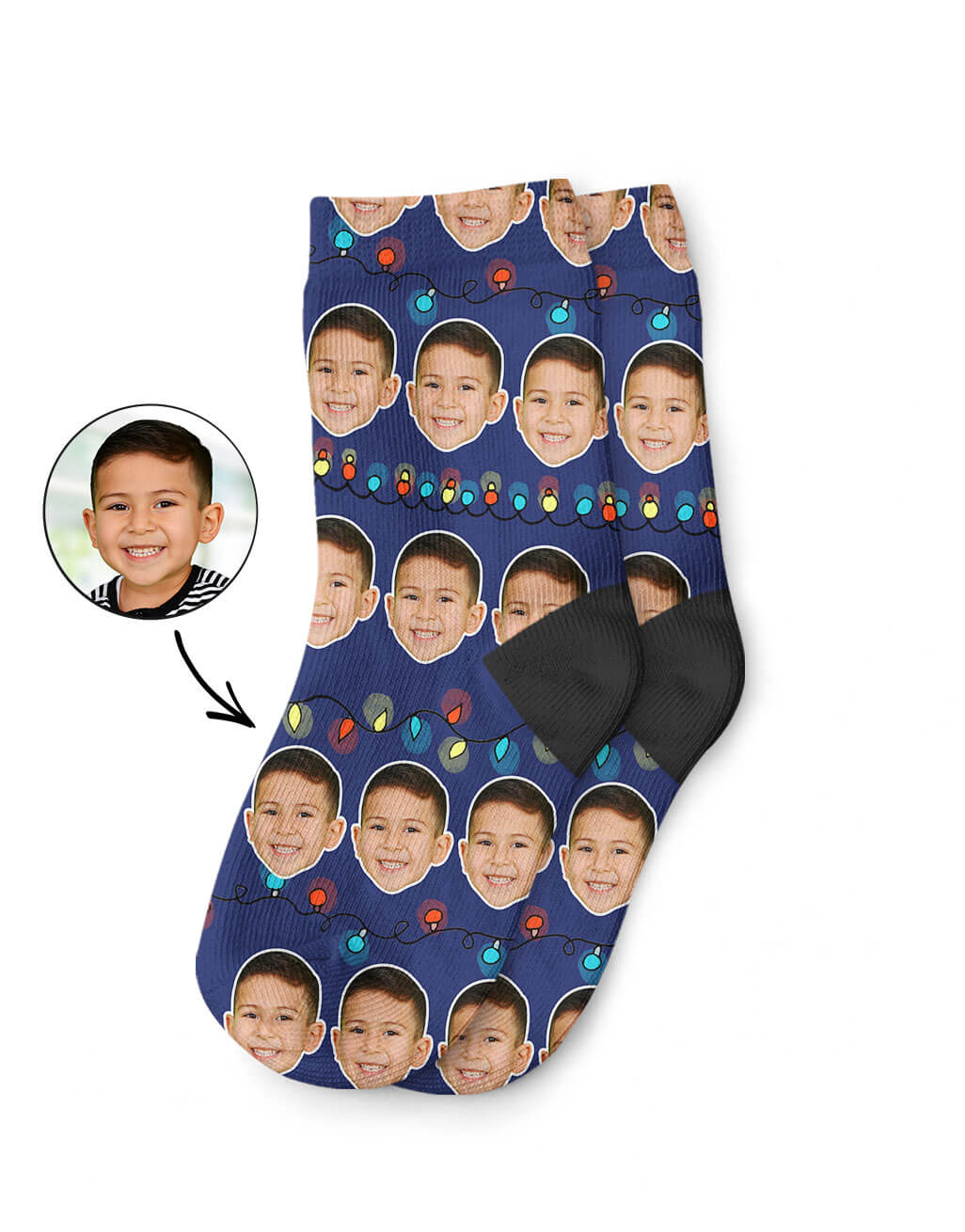 Christmas Lights Kids Face Socks