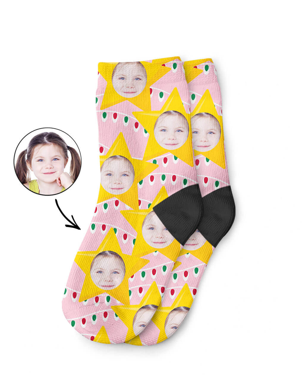 Christmas Star Kids Face Socks