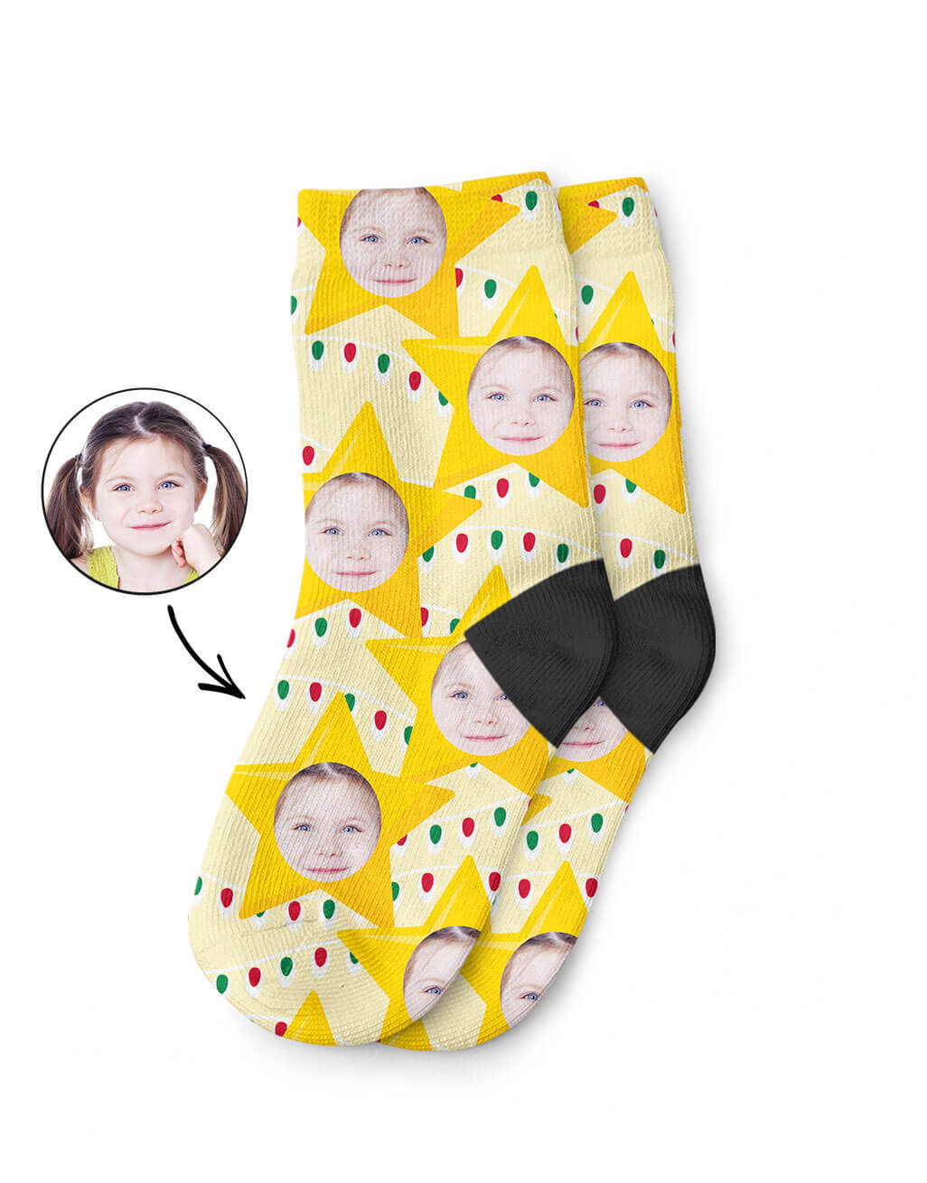 Your Photo On Christmas Star Kids Socks